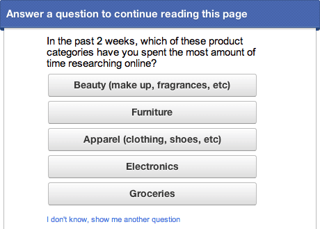Google Consumer Surveys on web page